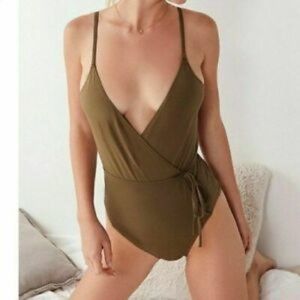 Urban Outfitters Olive Wrap Bodysuit Size M